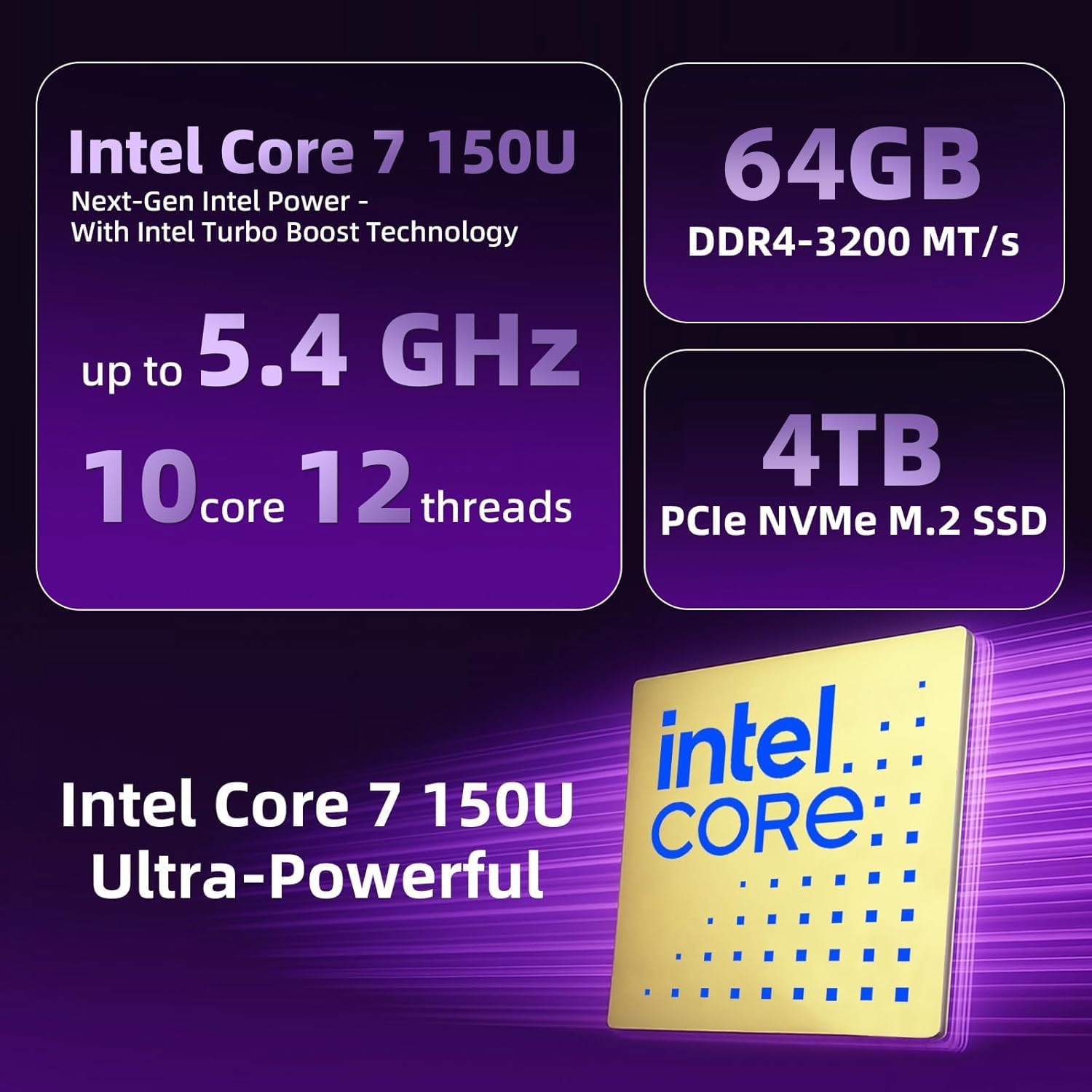 Hp 17.3 Touchscreen Business Laptop, Intel 10-Core 7 150U Processor(10 Cores, Up To 5.4 Ghz), 64 Gb Ram, 4 Tb Ssd, Copilot, Back